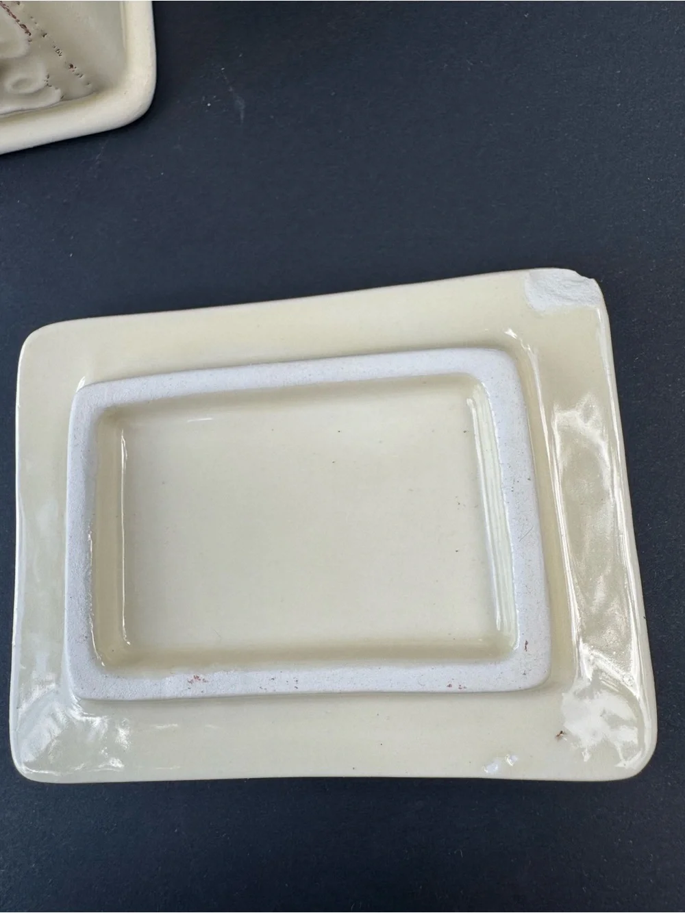 Sur La Table Cream Ceramic Decorative Storage Box with Embossed Motif